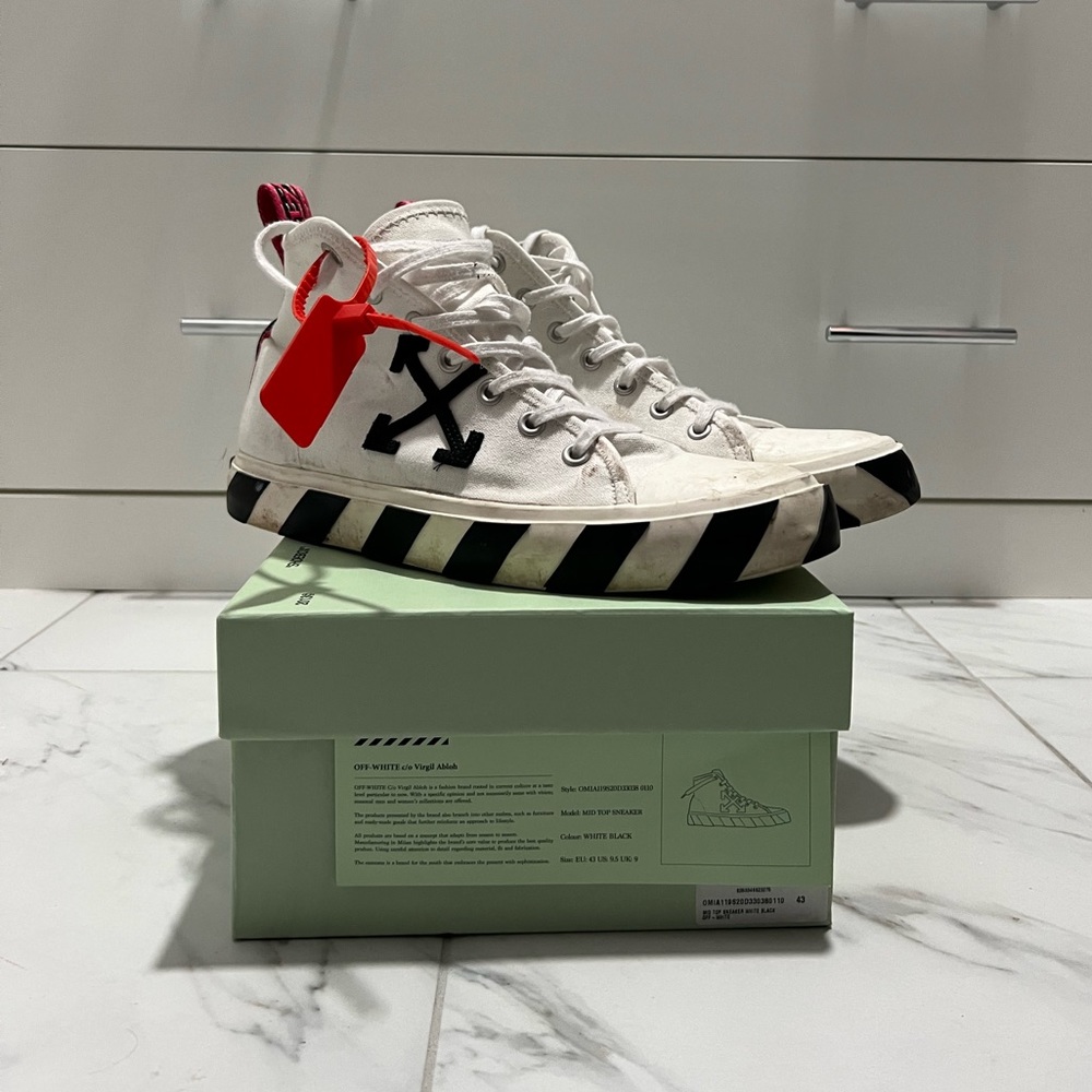 Off White Mid Top Sneakers